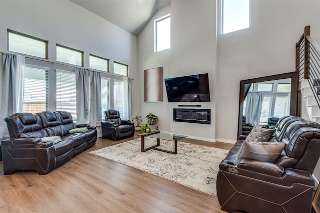 living room with hardwood / wood-style floors