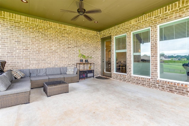 view of patio / terrace with outdoor lounge area and ceiling fan