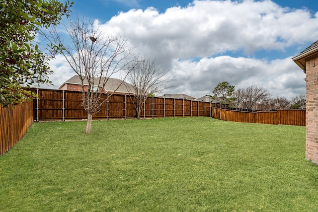 view of yard featuring a fenced backyard