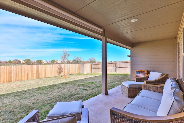 view of patio / terrace with an outdoor living space