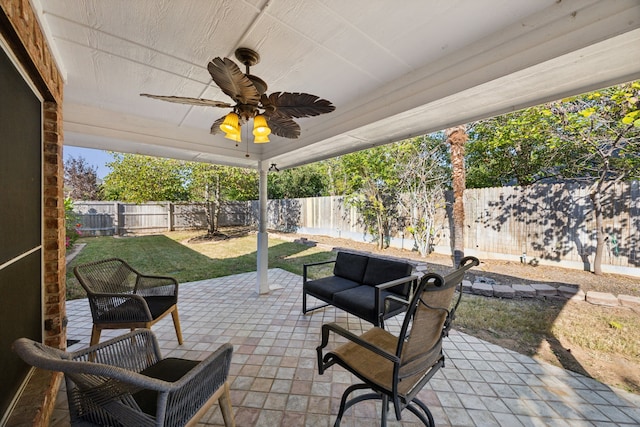 view of patio with ceiling fan