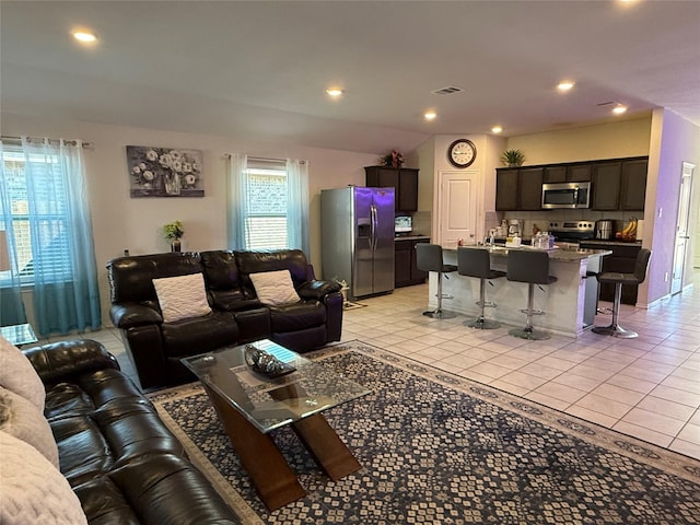 view of tiled living room