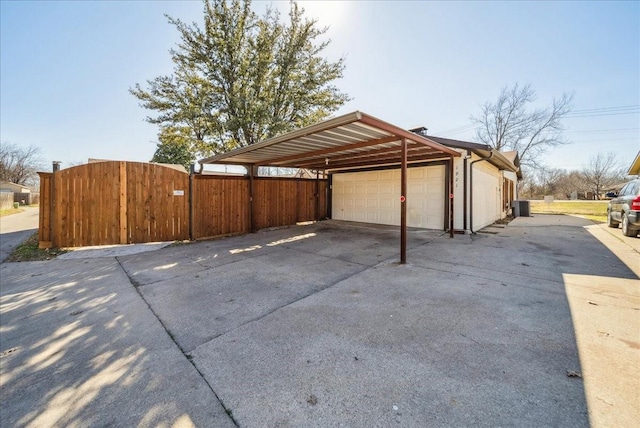 garage with a carport