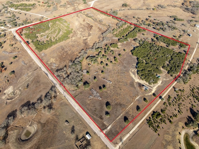 aerial view featuring a rural view