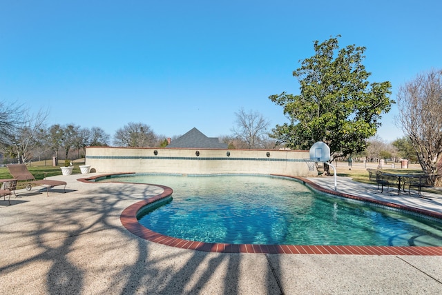 view of swimming pool with a patio