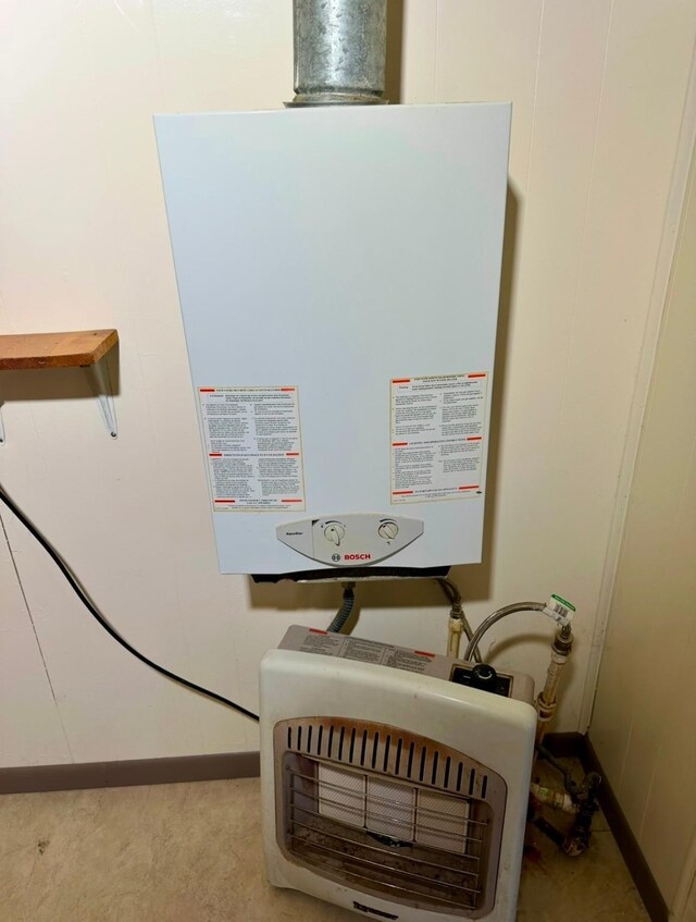 utilities with heating unit and tankless water heater