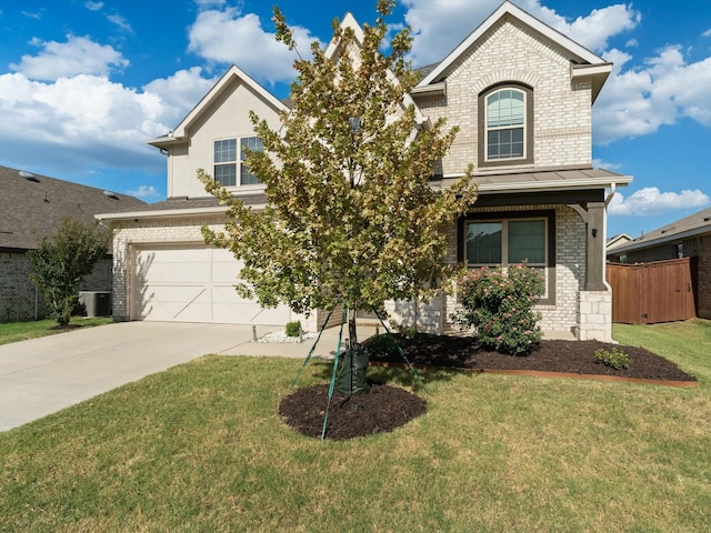 3224 Stillwater Ln, Aubrey, TX 76227 - view of front of house featuring concrete driveway, a front lawn, brick siding, and a garage