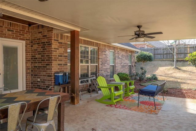 view of patio with ceiling fan