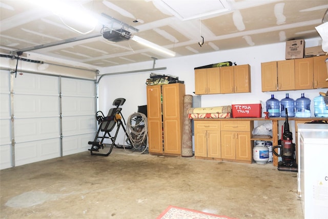 garage with a garage door opener