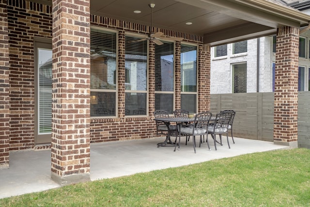 view of patio / terrace featuring ceiling fan