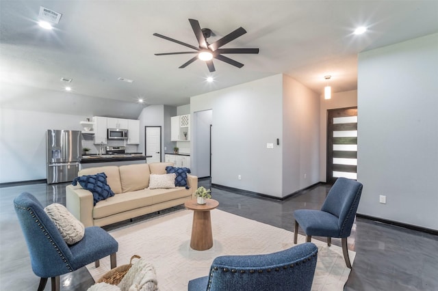 living room featuring sink