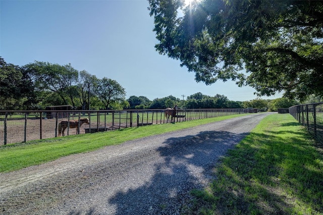 view of street featuring a rural view