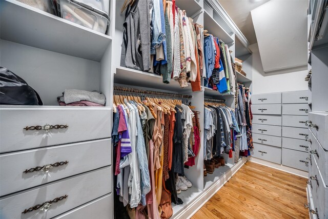 spacious closet with light wood-type flooring