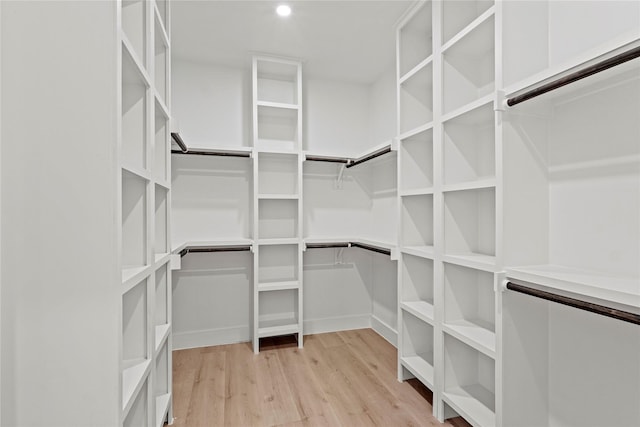 walk in closet with light wood-type flooring