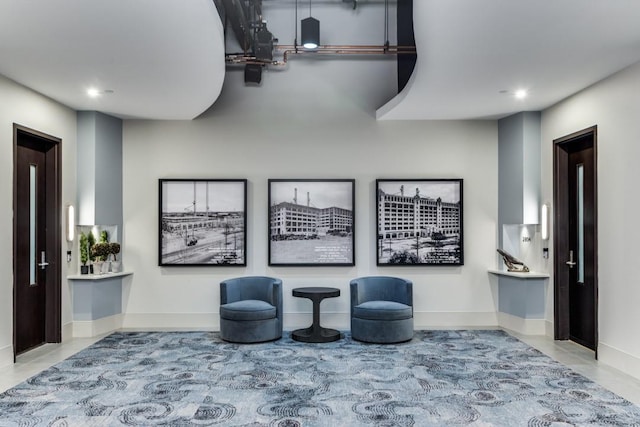 interior space featuring light tile patterned flooring