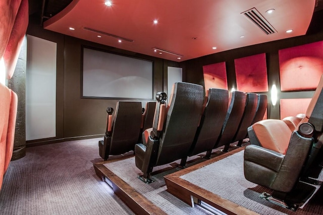 cinema room featuring carpet