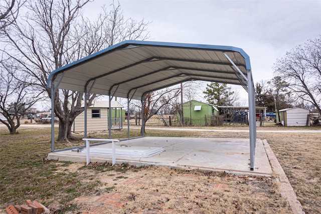 exterior space featuring a carport