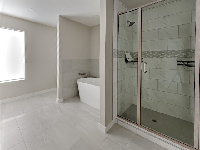 bathroom with plus walk in shower