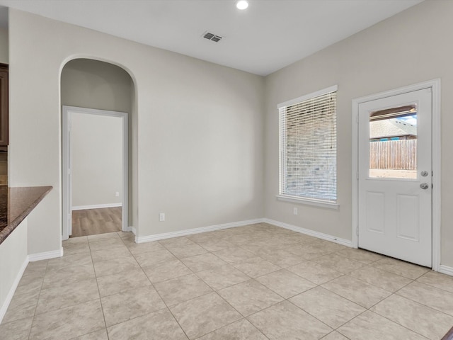 14824 Angel Trace Dr, Aledo, TX 76008 - interior space with light tile patterned floors, visible vents, baseboards, and recessed lighting