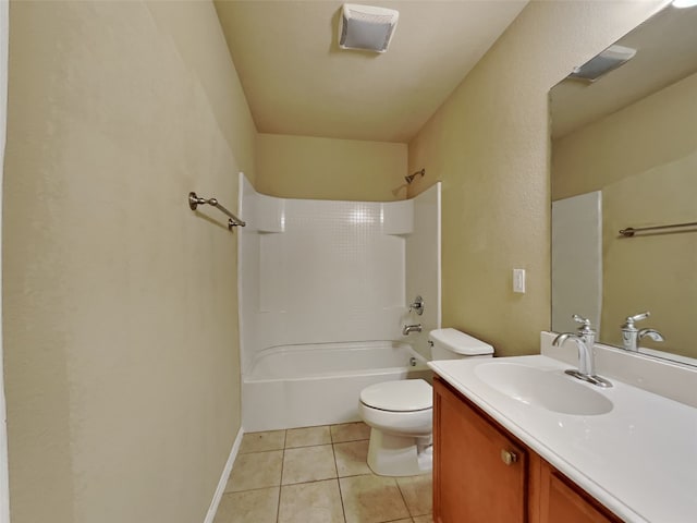 full bathroom featuring tile patterned flooring, vanity, shower / bathing tub combination, and toilet