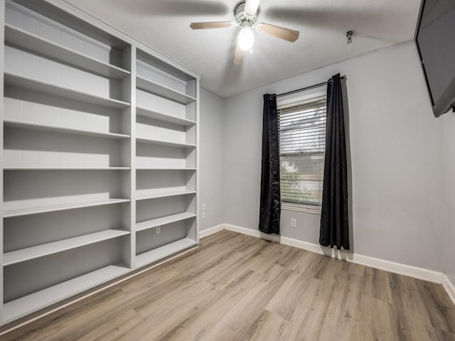 empty room featuring light hardwood / wood-style floors and ceiling fan