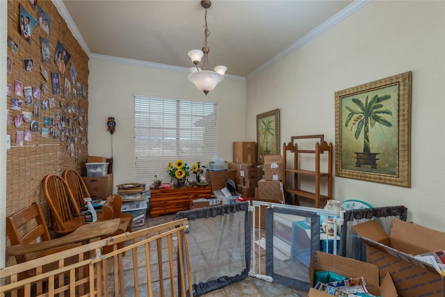 interior space featuring ornamental molding