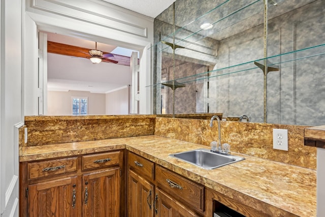 201 Trailwood Dr, Euless, TX 76039 - kitchen featuring sink and ceiling fan