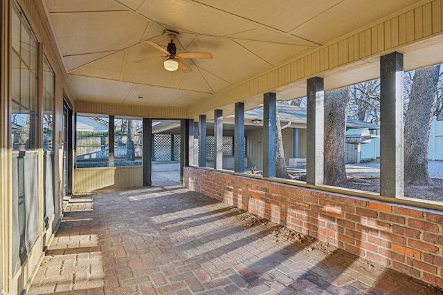 201 Trailwood Dr, Euless, TX 76039 - unfurnished sunroom featuring ceiling fan