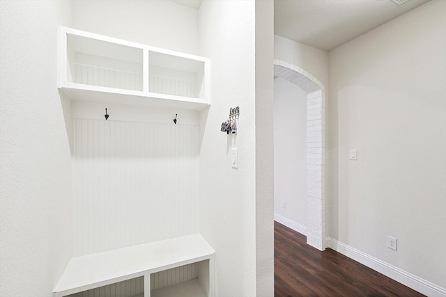 mudroom featuring dark hardwood / wood-style flooring