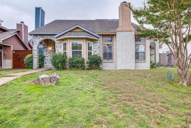 view of front of house featuring a front lawn