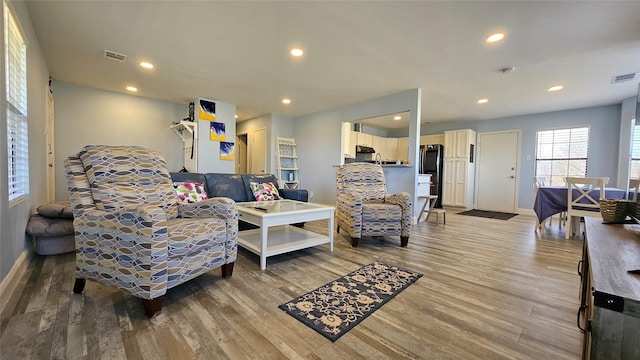 living room with hardwood / wood-style floors