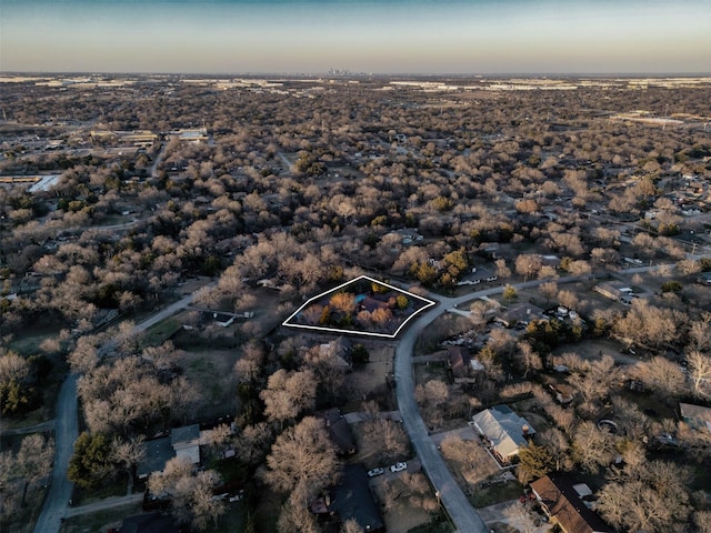 view of aerial view at dusk