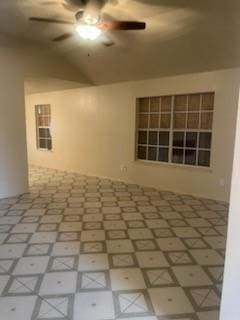 view of patio featuring ceiling fan