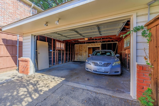 view of garage