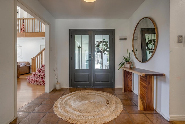 foyer featuring french doors