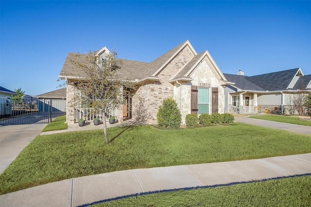 view of front facade featuring a front yard