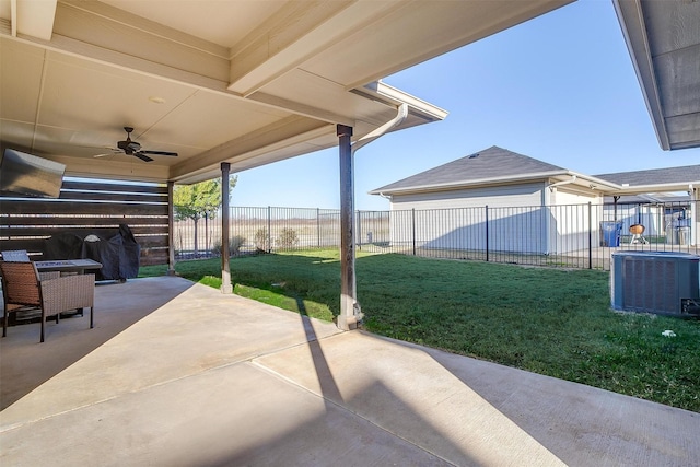 view of patio / terrace featuring central AC and ceiling fan