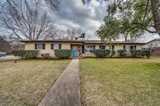 ranch-style house featuring a front yard