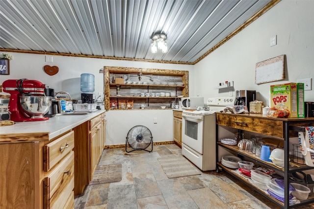 kitchen with white electric range