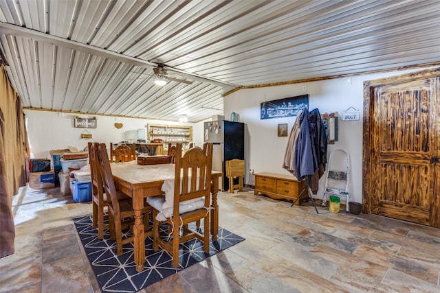 dining area with ceiling fan