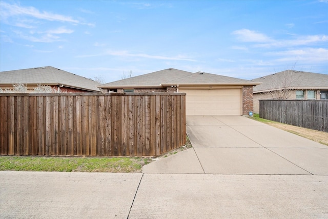 exterior space with a garage