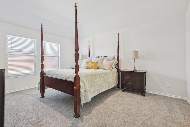 bedroom with light carpet