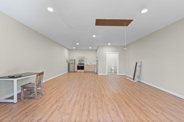 unfurnished living room featuring light hardwood / wood-style floors