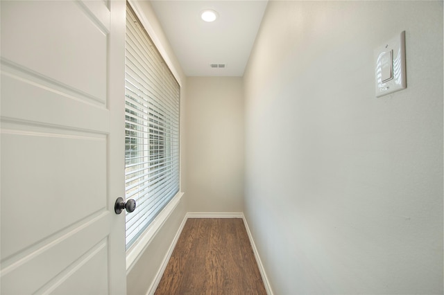 hall featuring dark hardwood / wood-style flooring