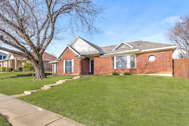 view of front of property with a front lawn