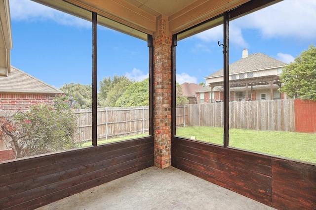 view of unfurnished sunroom