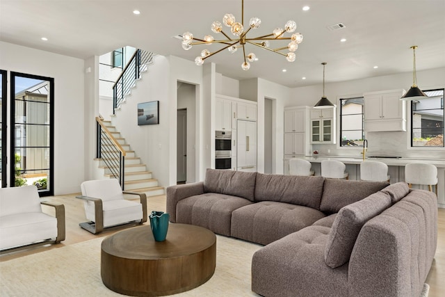 living room featuring light hardwood / wood-style flooring