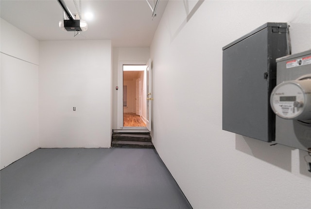 interior space with a garage door opener