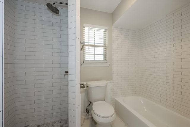 bathroom featuring separate shower and tub and toilet