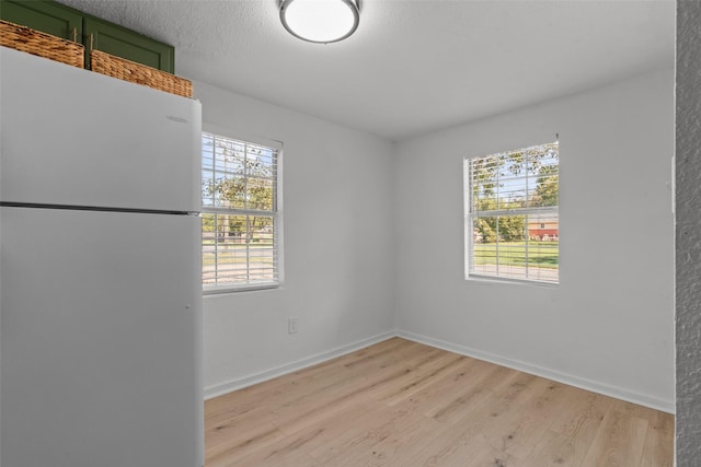 spare room featuring a textured ceiling and light wood-type flooring